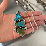 The Bedrock Necklace- Kingman Turquoise and Sterling Silver- Chunky Sterling Silver Snake Chain Included