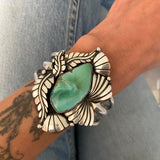 The Belladonna Cuff- Size M/L- Natural High Grade Royston Turquoise and Sterling Silver Bracelet