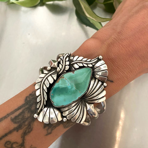 The Belladonna Cuff- Size M/L- Natural High Grade Royston Turquoise and Sterling Silver Bracelet