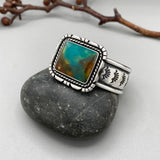 The Blue Lagoon Cuff- Size S/M- Blue Opal Petrified Wood and Stamped Sterling Silver Bracelet
