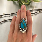 The Moonflower Ring 3- Royston Turquoise and Sterling Silver- Finished to Size or as a Pendant