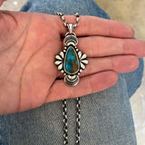 The Peacock Necklace 3- Royston Turquoise and Sterling Silver- 18" Chunky Sterling Rolo Chain