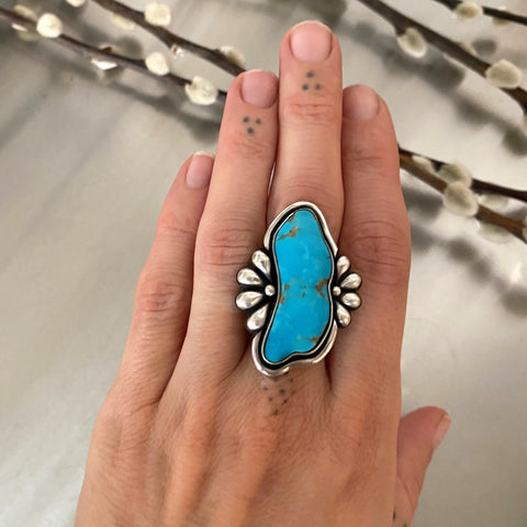 The Ripple Ring 2- Kingman Turquoise and Sterling Silver- Finished to Size or as a Pendant