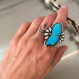 The Ripple Ring 2- Kingman Turquoise and Sterling Silver- Finished to Size or as a Pendant