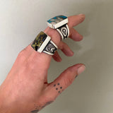 The Signet Ring- Size 9- Iron Mustang Turquoise and Sterling Silver