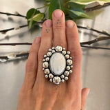 The White Buffalo Supernova Ring- Natural White Buffalo and Sterling Silver- Finished to Size or as a Pendant