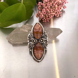 The Cactus Flower Ring- Red Falcon Jasper and Sterling Silver- Finished to Size or as a Pendant