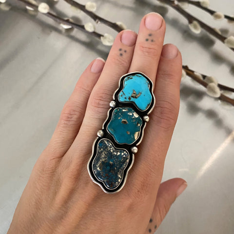 The Calder Ring- Morenci II Turquoise and Sterling Silver- Finished to Size or as a Pendant