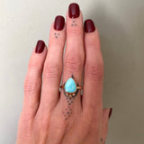 Natural Royston Turquoise and Solid 14k Gold Ring- Size 8 (can be sized up 1/2 size)