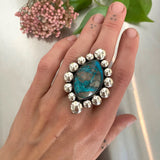 The Blue Lightning Nova Ring- Blue Lightning Chrysocolla and Sterling Silver- Finished to Size or as a Pendant