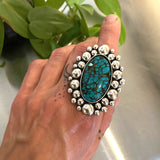 The Supernova Ring- Cloud Mountain Turquoise and Sterling Silver- Finished to Size or as a Pendant