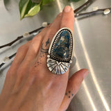 The Cosmic Portal Ring- Morenci II Turquoise and Sterling Silver- Finished to Size or as a Pendant