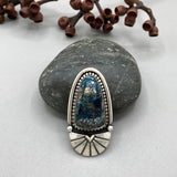 The Cosmic Portal Ring- Morenci II Turquoise and Sterling Silver- Finished to Size or as a Pendant