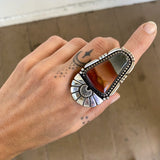 The XL Cosmic Portal Ring- Picture Jasper and Sterling Silver- Finished to Size or as a Pendant