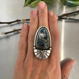 The Cosmic Portal Ring- Morenci II Turquoise and Sterling Silver- Finished to Size or as a Pendant