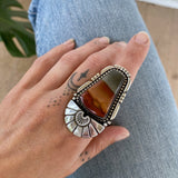 The XL Cosmic Portal Ring- Picture Jasper and Sterling Silver- Finished to Size or as a Pendant