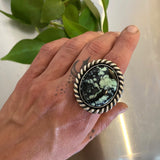 The Cosmos Ring- Poseidon Variscite and Sterling Silver- Finished to Size or as a Pendant