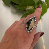 The Duality Ring #1- Obsidian/White Onyx and Sterling Silver- Finished to Size or as a Pendant