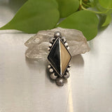 The Duality Ring #1- Obsidian/White Onyx and Sterling Silver- Finished to Size or as a Pendant