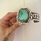 The Silhouette Cuff- Size S/M- Natural Royston Turquoise and Stamped Sterling Silver Bracelet