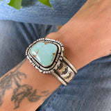 The Silhouette Cuff- Size XS/S- Natural Royston Turquoise and Stamped Sterling Silver Bracelet