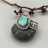 The Silhouette Cuff- Size S/M- Natural Royston Turquoise and Stamped Sterling Silver Bracelet