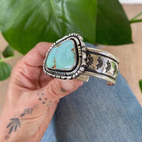 The Silhouette Cuff- Size XS/S- Natural Royston Turquoise and Stamped Sterling Silver Bracelet
