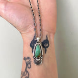 The Sprout Necklace 1- Royston Turquoise and Sterling Silver- 18" Sterling Anchor Chain