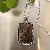 The Holy Mountain Necklace- Deschutes Jasper and Sterling Silver- 24" Sterling Chain Included