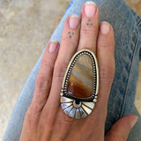 The XL Desert Dreamer Portal Ring- Picture Jasper and Sterling Silver- Finished to Size or as a Pendant