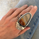 The XL Desert Dreamer Portal Ring- Picture Jasper and Sterling Silver- Finished to Size or as a Pendant