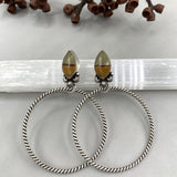 The Desert Road XL Hoop Earrings- Picture Jasper and Sterling Silver- Post Earrings for Pierced Ears