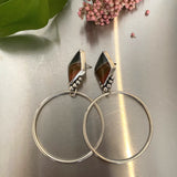 The Desert Diamond Large Hoop Earrings- Polychrome Jasper and Sterling Silver- Post Earrings for Pierced Ears