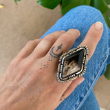 The Silhouette Ring - Petrified Palm Root and Sterling Silver- Finished to Size or as a Pendant