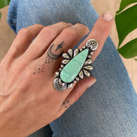 The Dagger Ring- Natural Emerald Rose Variscite and Sterling Silver- Finished to Size or as a Pendant