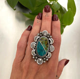 The Equinox Ring- Bamboo Mountain Turquoise and Sterling Silver- Finished to Size or as a Pendant
