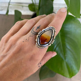 The Eternal Flame Ring- Montana Agate and Sterling Silver- Finished to Size or as a Pendant