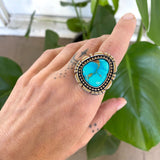 The Ether Ring - Royston Turquoise and Sterling Silver- Finished to Size or as a Pendant