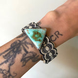 The Eye of The Storm Cuff- Size M/L- Royston Turquoise and Stamped Sterling Silver Bracelet