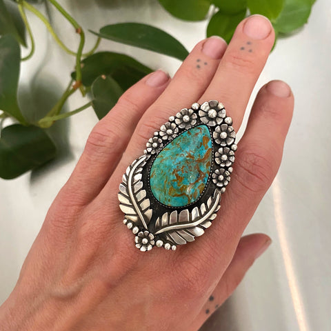 The Garland Ring- Kingman Turquoise and Sterling Silver- Finished to Size or as a Pendant