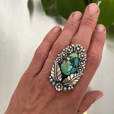 The Garland Ring- Bamboo Mountain Turquoise and Sterling Silver- Finished to Size or as a Pendant