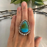 The Golden Hour Ring- Royston Turquoise and Sterling Silver- Finished to Size or as a Pendant