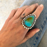 The Golden Hour Ring- Royston Turquoise and Sterling Silver- Finished to Size or as a Pendant