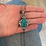 The Peacock Necklace 1- Royston Turquoise and Sterling Silver- 18" Chunky Sterling Rolo Chain