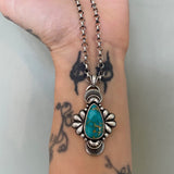 The Peacock Necklace 1- Royston Turquoise and Sterling Silver- 18" Chunky Sterling Rolo Chain