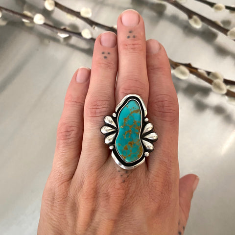 The Ripple Ring 3- Kingman Turquoise and Sterling Silver- Finished to Size or as a Pendant