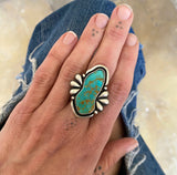 The Ripple Ring 3- Kingman Turquoise and Sterling Silver- Finished to Size or as a Pendant