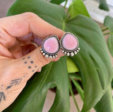 The Halo Earrings- Pink Conch Shell and Sterling Silver