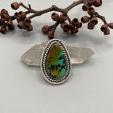 The Harvest Moon Ring- Bamboo Mountain Turquoise and Sterling Silver- Finished to Size or as a Pendant