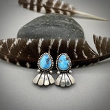 The Hummingbird Earrings- Natural Golden Hills Lavender Turquoise and Sterling Silver